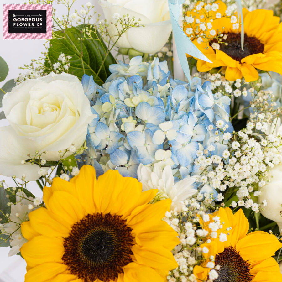 Gorgeous Blue Floral Treasure Box with Personalised Balloon