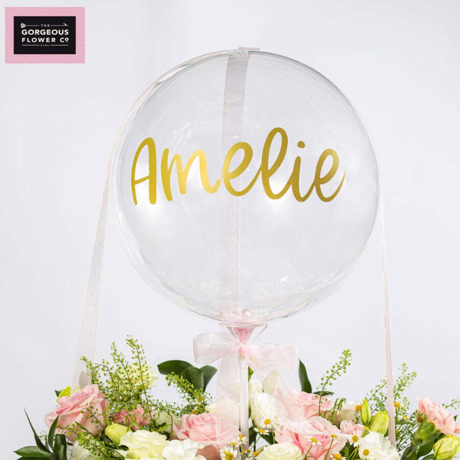 Gorgeous Pink Floral Treasure Box with Personalised Balloon